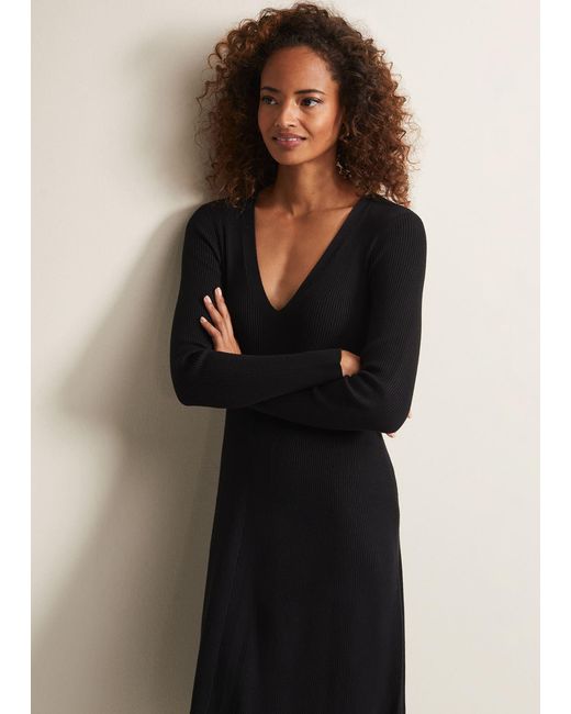 Phase Eight 's Amberlyn Black Fit And Flare Midi Dress