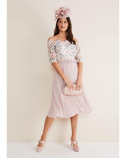Phase Eight Natural 's Franky Floral Lace Midi Dress