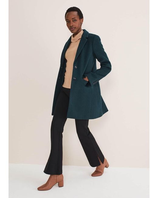 Phase Eight Blue 's Lydia Forest Green Wool Smart Coat