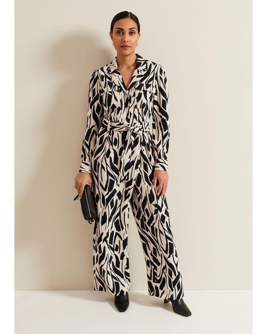 Phase Eight Natural Petite Constance Geo Jumpsuit