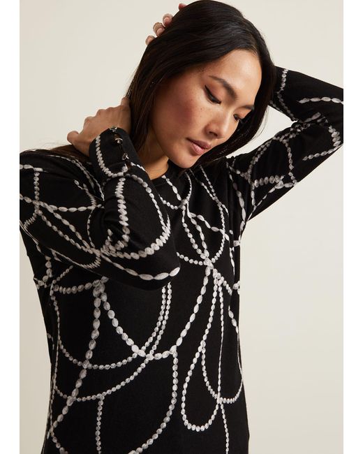 Phase Eight Black Jaelyn Pearl Print Jumper