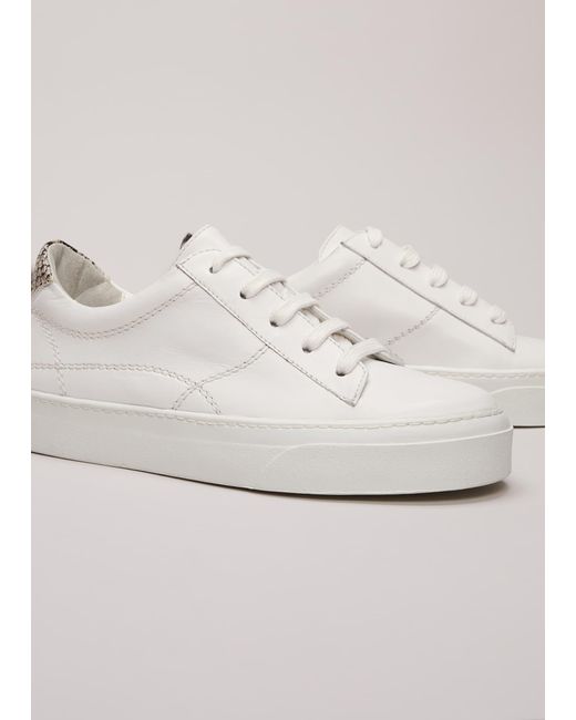 Phase Eight Natural 's White Leather Trainers