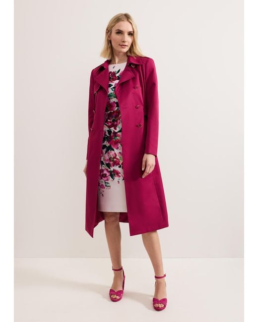 Phase Eight Pink Cheryl Long Fitted Trench Coat