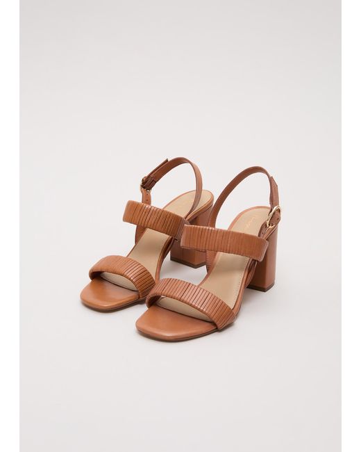 Phase Eight White Leather Block Heel Sandal