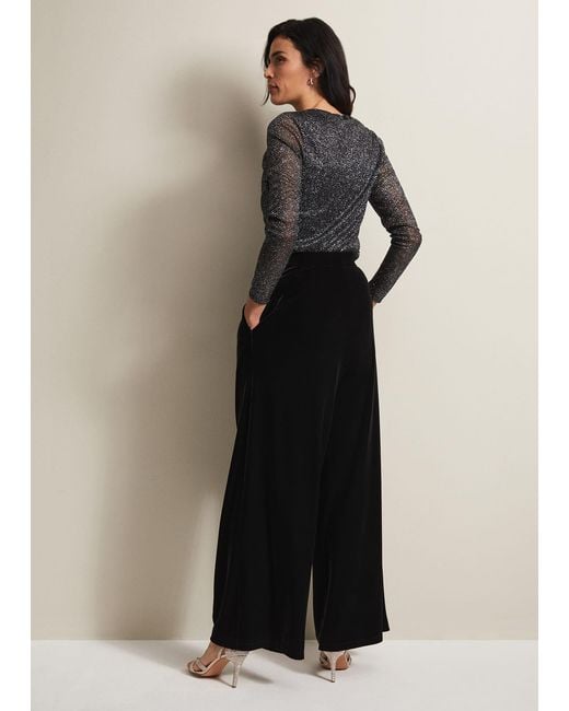 Phase Eight Black Florentine Velvet Co-Ord Trousers