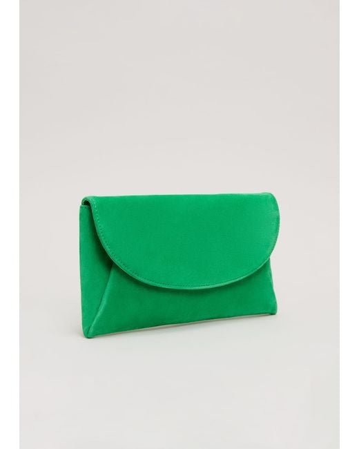 Phase Eight Green 's Suede Clutch Bag