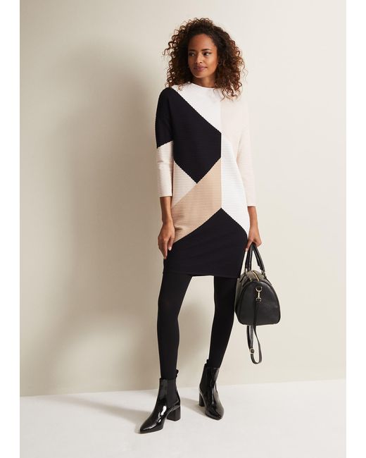 Phase Eight Natural 's Hetty Colour Block Tunic Mini Dress