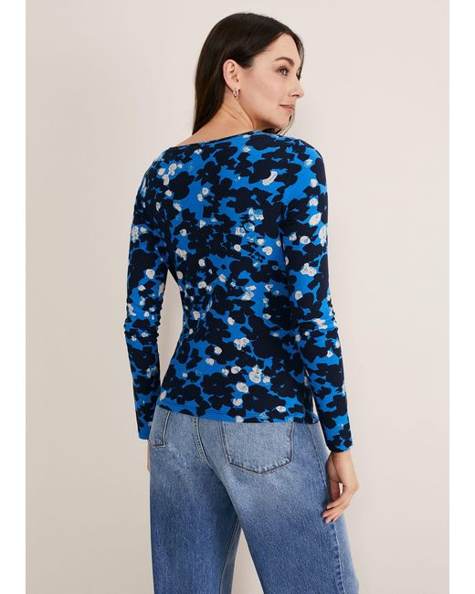 Phase Eight Blue Niya Floral Print Top