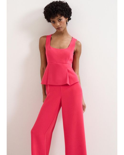 Phase Eight Red Jovelle Peplum Wide Leg Jumpsuit