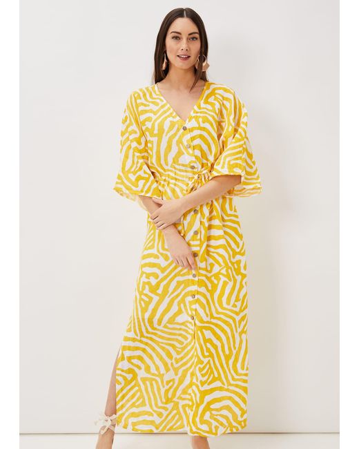 Phase Eight Brown Dena Linen Zebra Print Maxi Dress