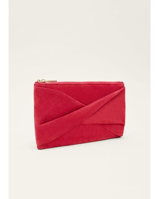 Phase Eight Red Suede Clutch Bag