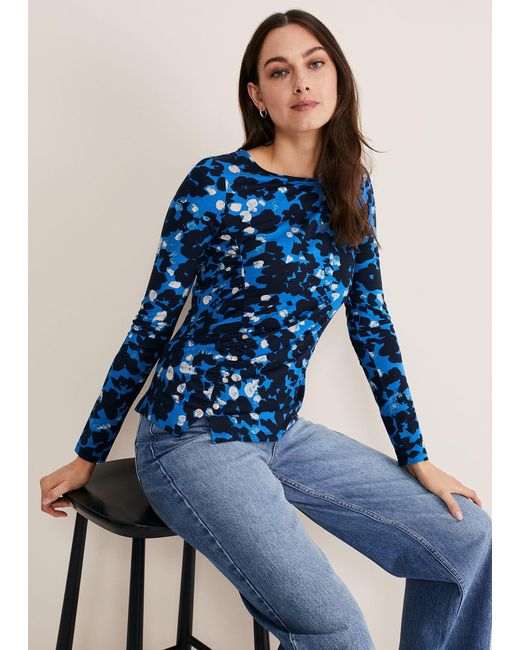 Phase Eight Blue Niya Floral Print Top
