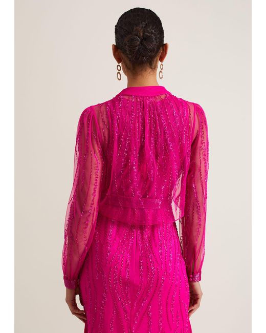 Phase Eight Pink Lila Beaded Cover Up