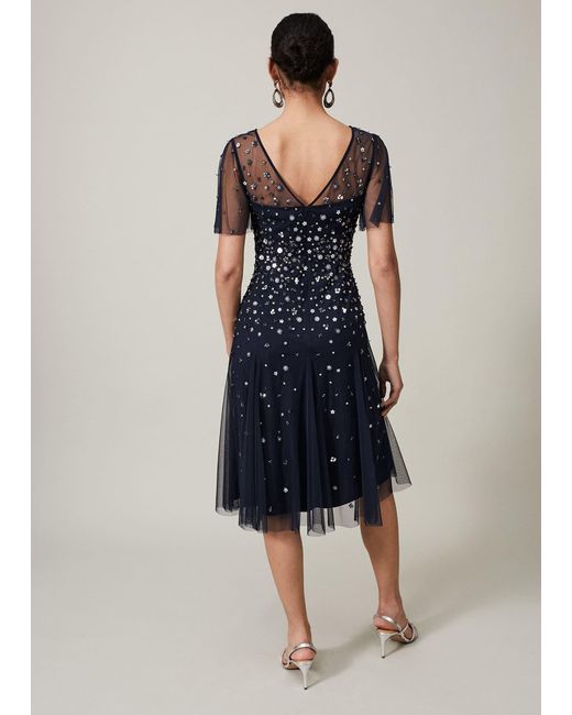 Phase Eight Blue Molly Sequin Midi Dress