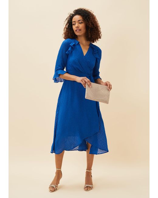 Phase Eight Blue Lilibeth Wrap Midi Dress
