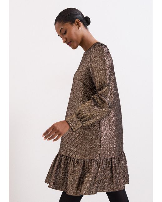 Phase Eight Brown Frances Jaquard Shift Mini Dress