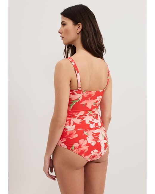 Phase Eight Red Iris Print Tankini Top
