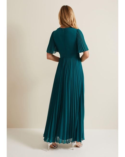 Phase Eight Blue Yasmina Pleated Maxi Dress