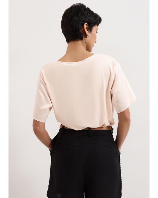 Phase Eight White Francesca Satin Front T Shirt