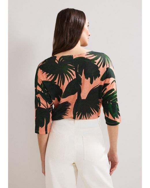 Phase Eight Black Flossie Printed Linen Top