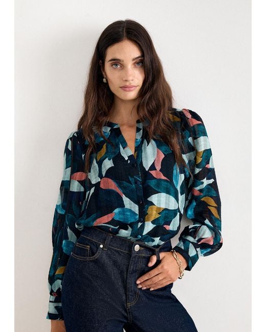 Phase Eight Blue Lyla Abstract Petal Print Blouse