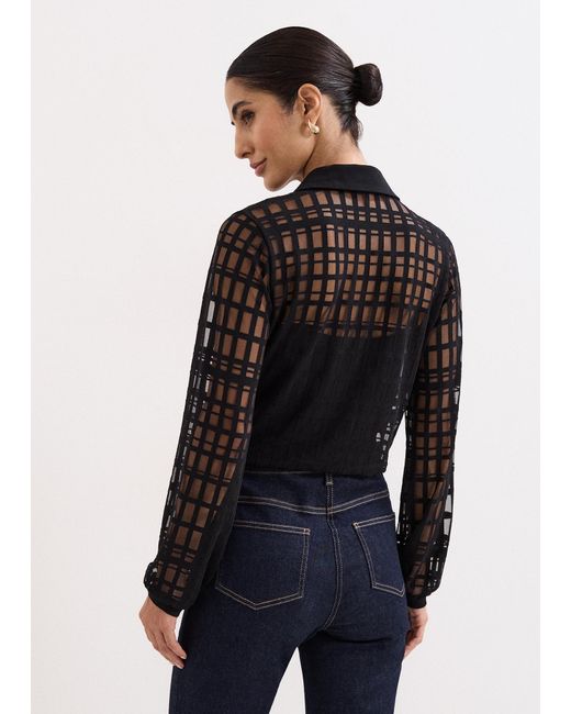 Phase Eight Black Kennedy Check Burnout Top
