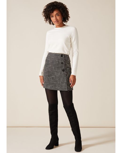 Phase Eight Gray Patch Tweed Skirt