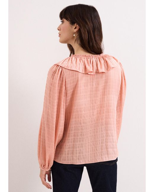 Phase Eight Pink Sidney Soft Ruffle Blouse