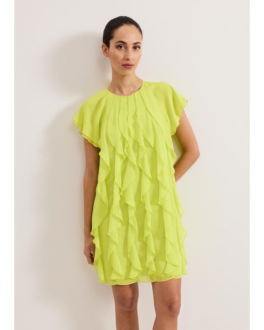 Phase Eight Yellow Claudette Frill Dress