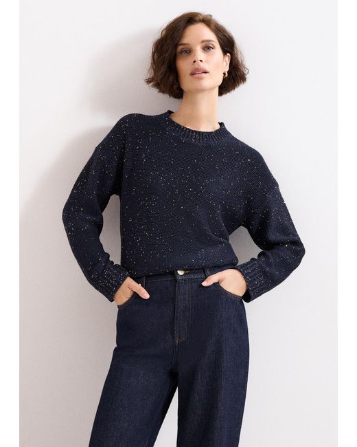 Phase Eight Blue Amelie Sequin Boxy Jumper