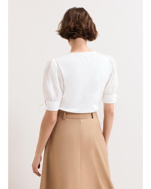 Phase Eight White Luella Woven Sleeve Top