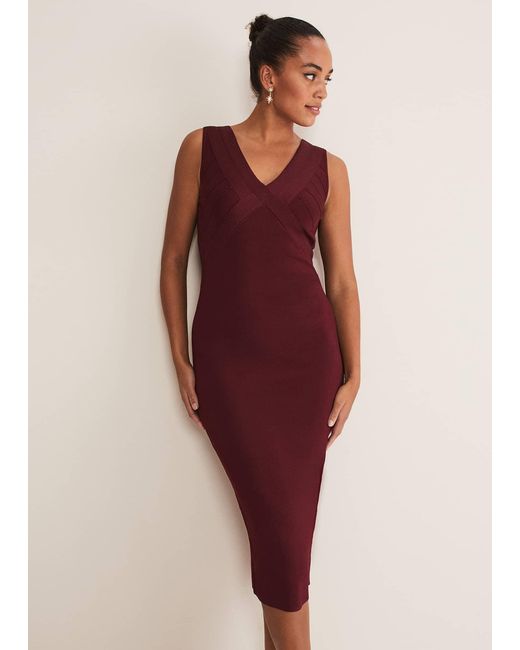 Phase Eight Red Fressia Cut Out Bandage Dress
