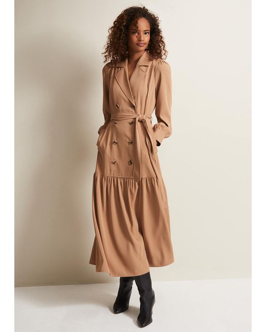 Phase Eight Natural Morgan Trench Midi Dress