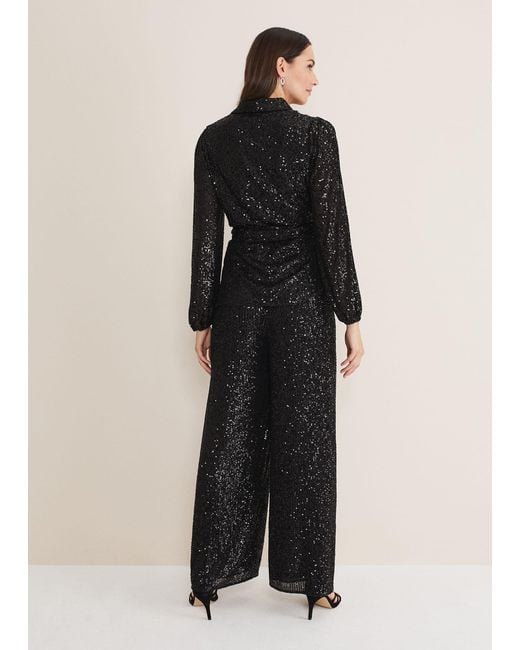 Phase Eight Black Florentine Sequin Trouser