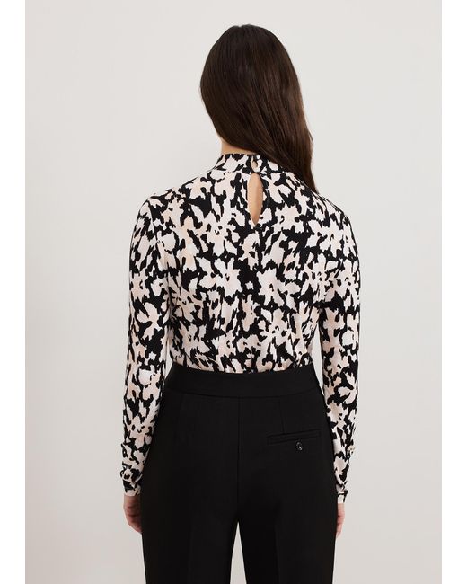 Phase Eight Black Mollie Abstract Printed Top