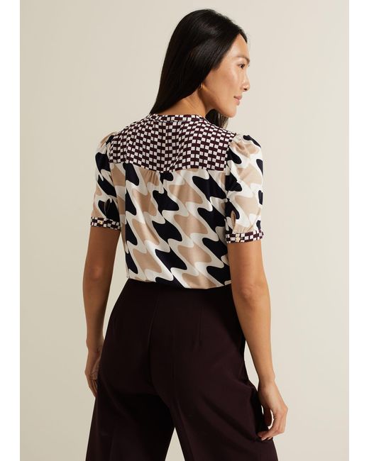 Phase Eight Brown Suki Printed Jersey Top
