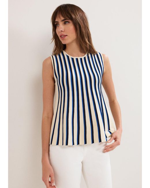 Phase Eight Blue Betsy Stripe Peplum Knit Top