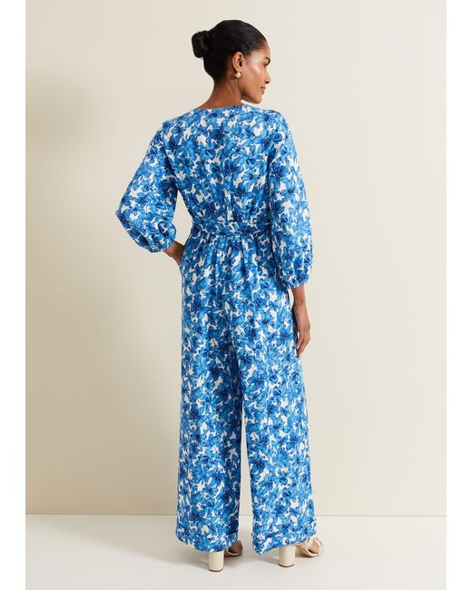 Phase Eight Blue Rosey Floral Zip Jumpsuit