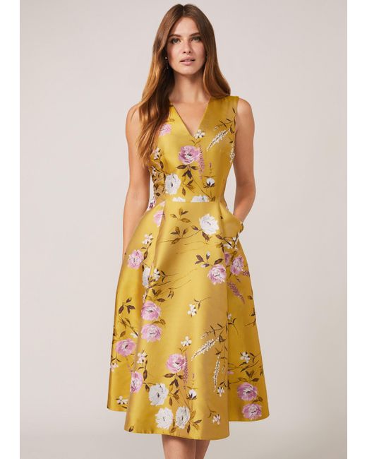 Phase Eight Yellow Multicoloured Cecily Jacquard Fit & Flare Dress