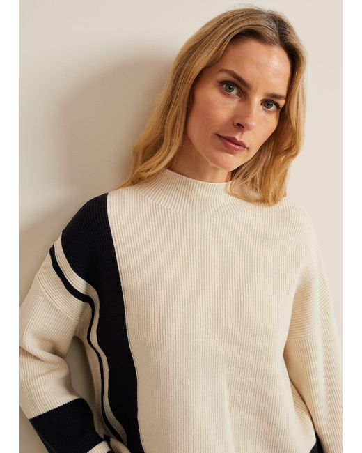Phase Eight Natural 's Kayleigh Chunky Boxy Striped Jumper