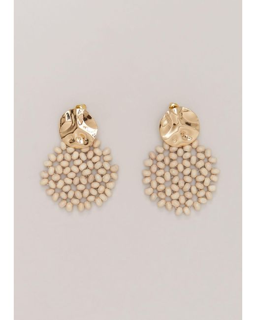 Phase Eight Natural 's Neutral Beaded Round Earrings