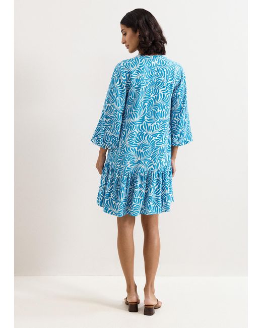 Phase Eight Blue Phoebe Print Swing Dress