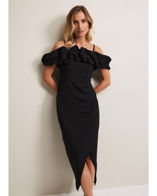 Phase Eight 's Mallory Black Off The Shoulder Maxi Dress