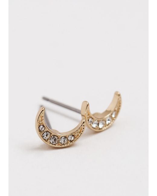 Phase Eight White Mini Moon Stud Earrings