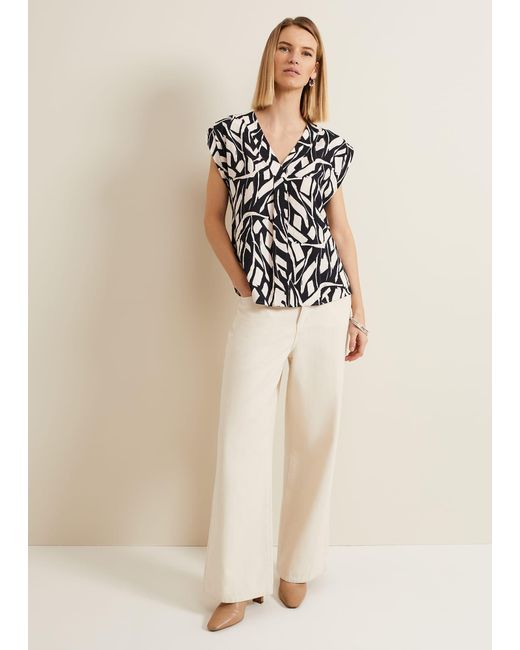 Phase Eight Natural 's Celyn Notch Printed Blouse