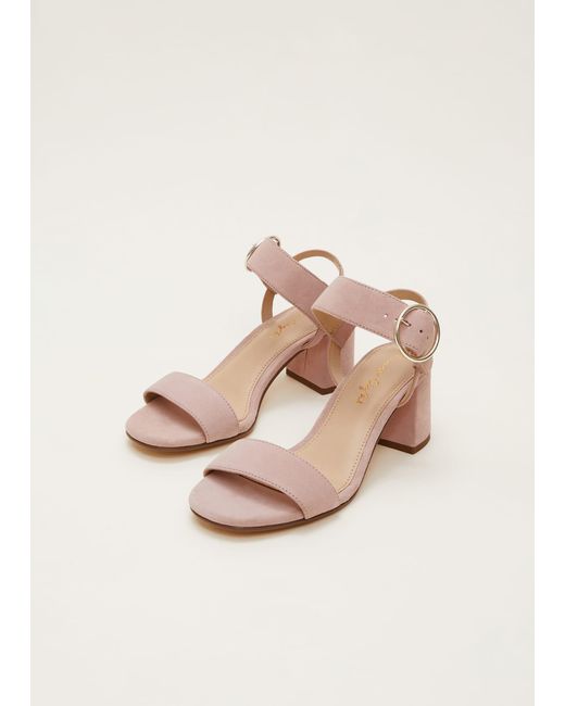 Phase Eight Natural 's Suede Buckle Heeled Sandals