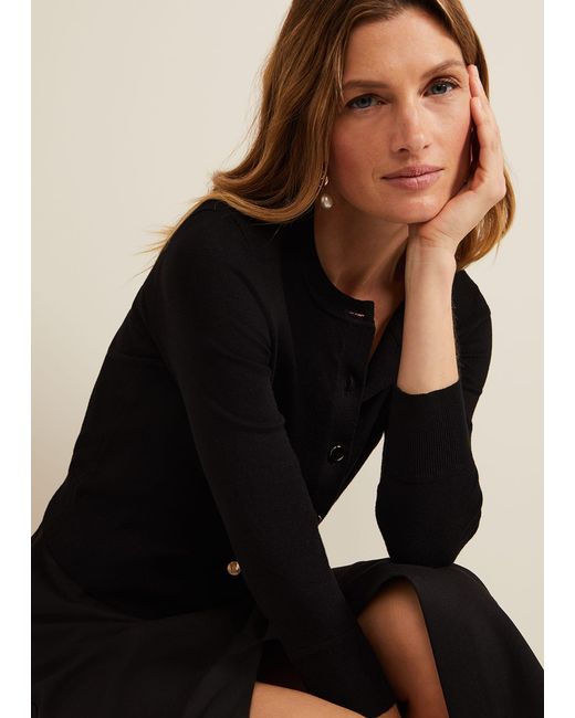 Phase Eight Black Robin Button Through Cardigan