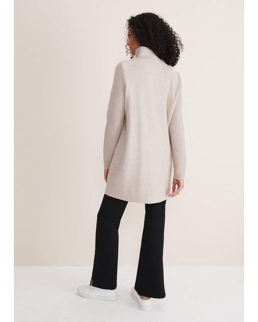 Phase Eight Natural Byanca Zip Knit Coat