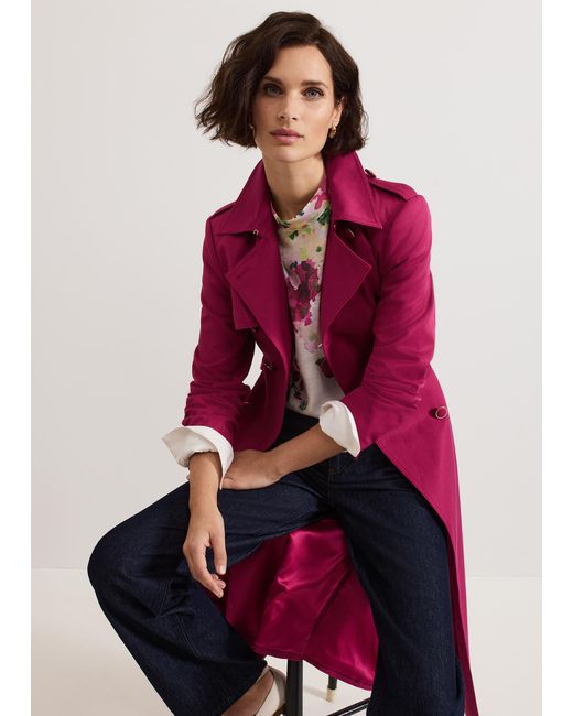 Phase Eight Pink Cheryl Long Fitted Trench Coat