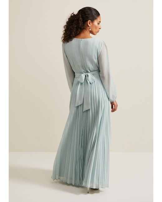 Phase Eight Green Petite Alecia Pleated Maxi Dress